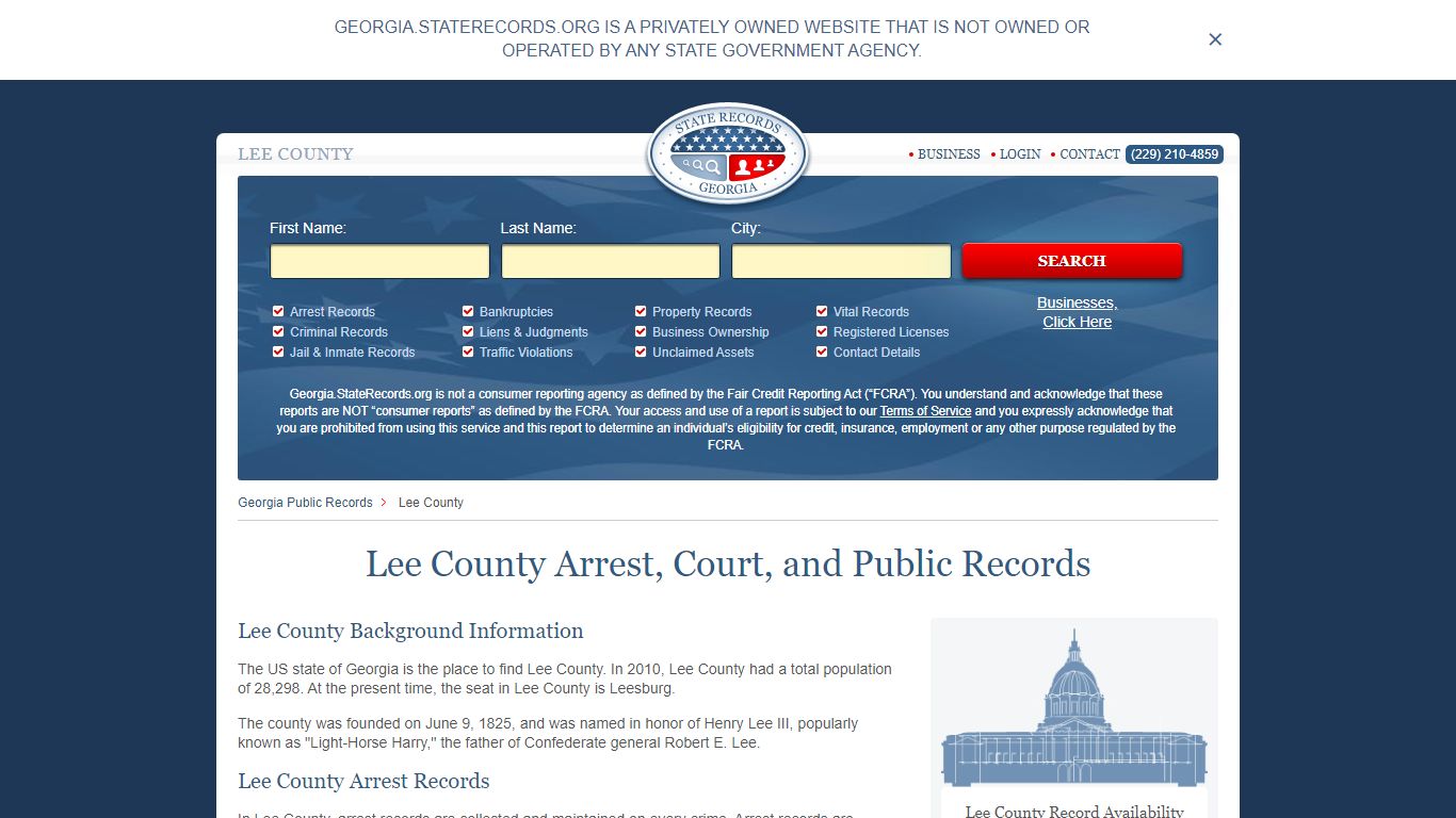 Lee County Arrest, Court, and Public Records