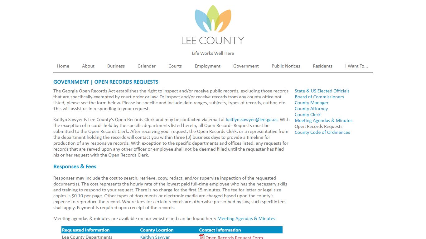 Open Records Requests - Lee County, Georgia