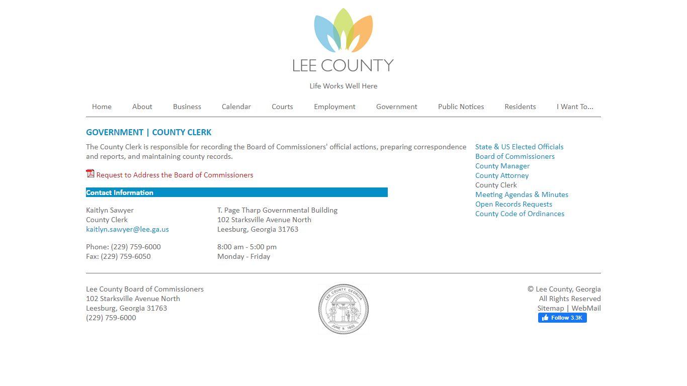 GOVERNMENT | COUNTY CLERK - Lee County, Georgia