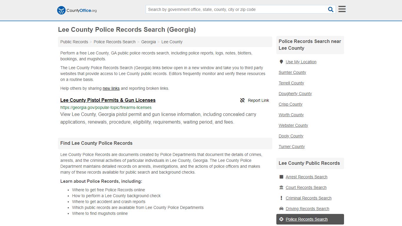Lee County Police Records Search (Georgia) - County Office
